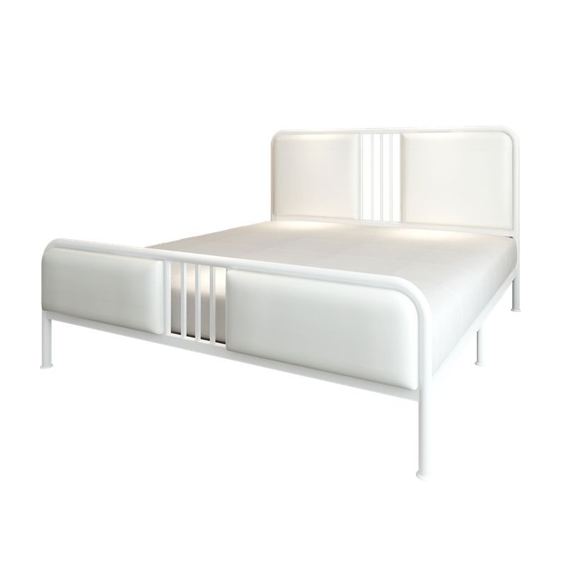 Glam Panel Bed Metal and Upholstered Bed Frame with Upholstered Headboard