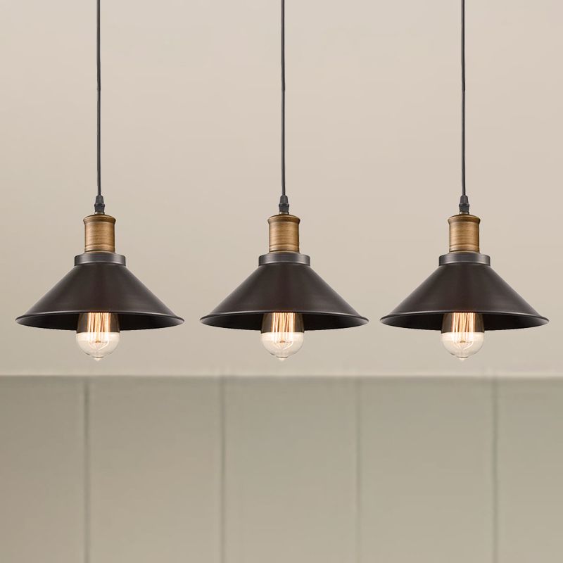 3 Pack Cone Shade Restaurant Anhänger leichte Vintage Metal 1 Hellschwarz Hanging Deckenleuchte