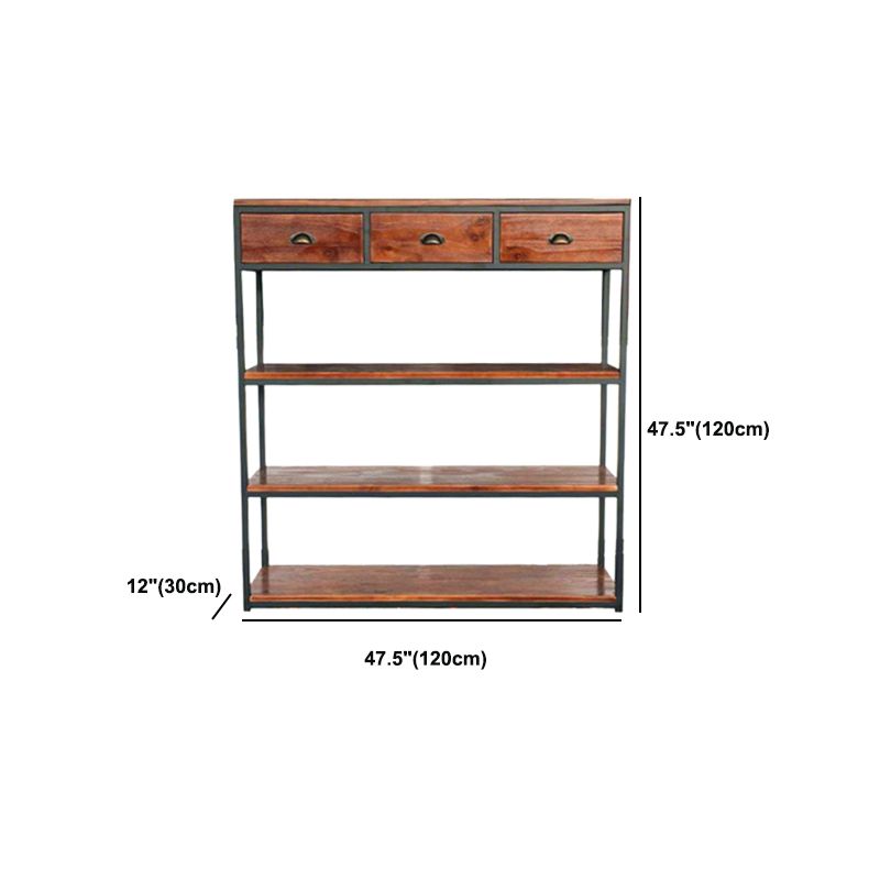 Contemporary Metal and Wood Book Shelf Open Home Shelf Bookcase with Shelves