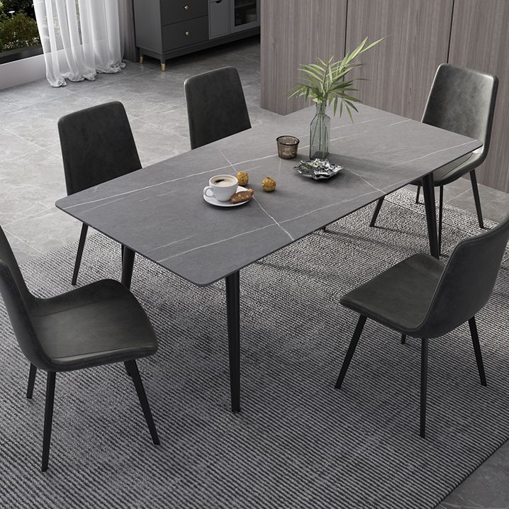 Modern Rectangle Dining Table Sintered Stone 4 Legs Table for Dining Room