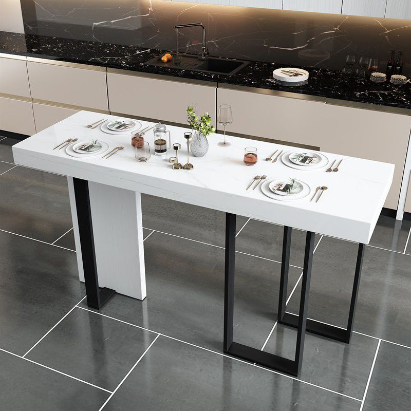 Rectangle Bar Table Contemporary Bar Dining Table with 4 Gold Legs