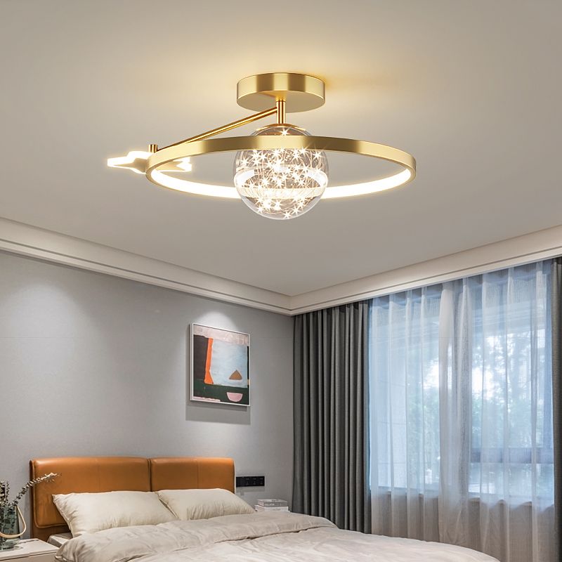 Round Shape LED Sky Star Ceiling Lamp Modern Iron 3 Lights Flush Mount for Dining Room
