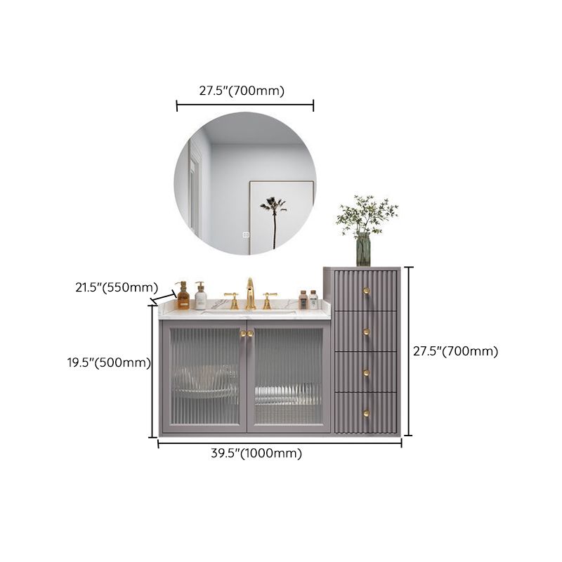Modern Sink Vanity Wall Mount Solid Color Bathroom Vanity with Drawers