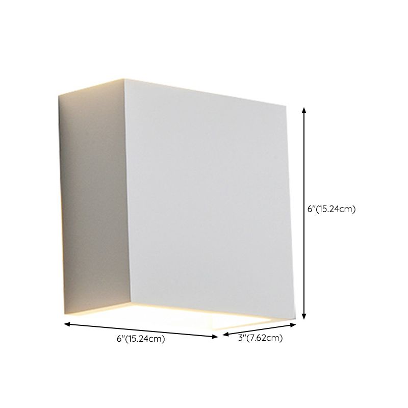 Metal Square Wall Light Fixture Minimalist in White for Bedroom