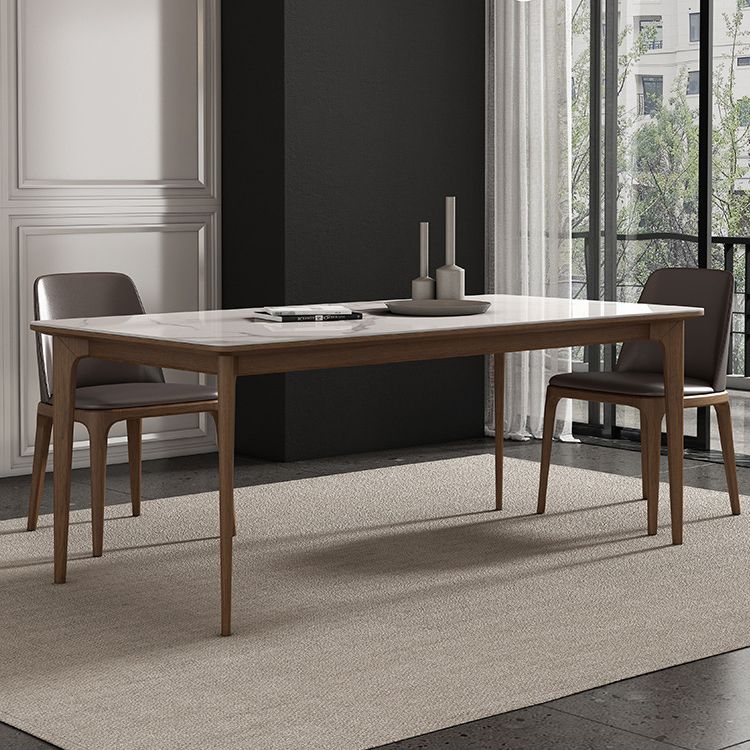 Vast hout midden-eeuwse moderne tafel rechthoekige gesinterde stenen boventafel voor eetkamer
