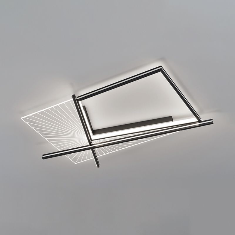 Minimalisme Aluminium LED Ceiling Mounted Light Squared 1-Light Flush Light for Living Room
