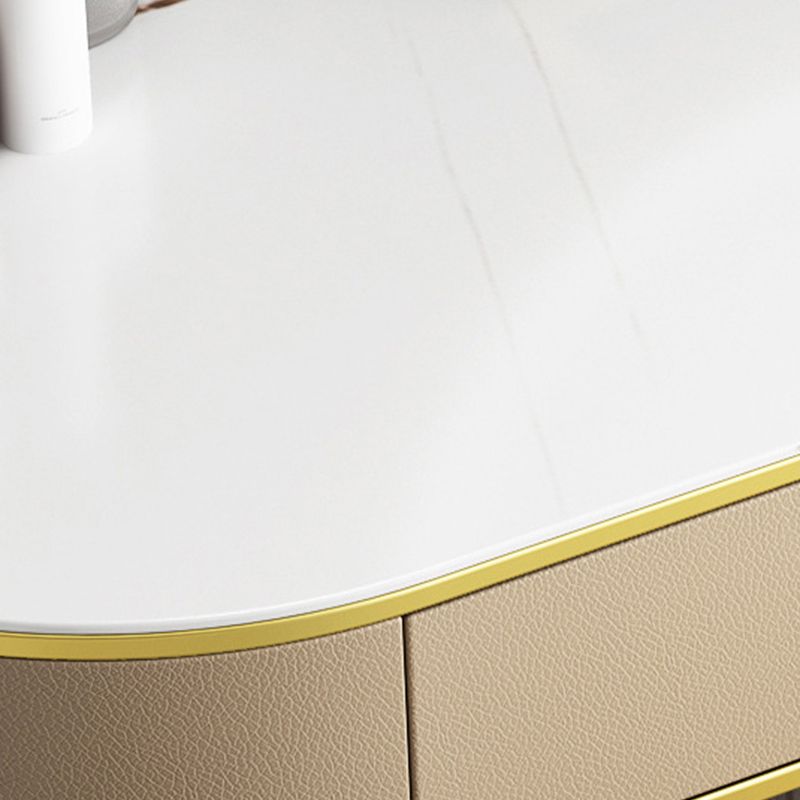 Wood and Metal Vanity Table Luxurious Makeup Desk with 2 Drawers