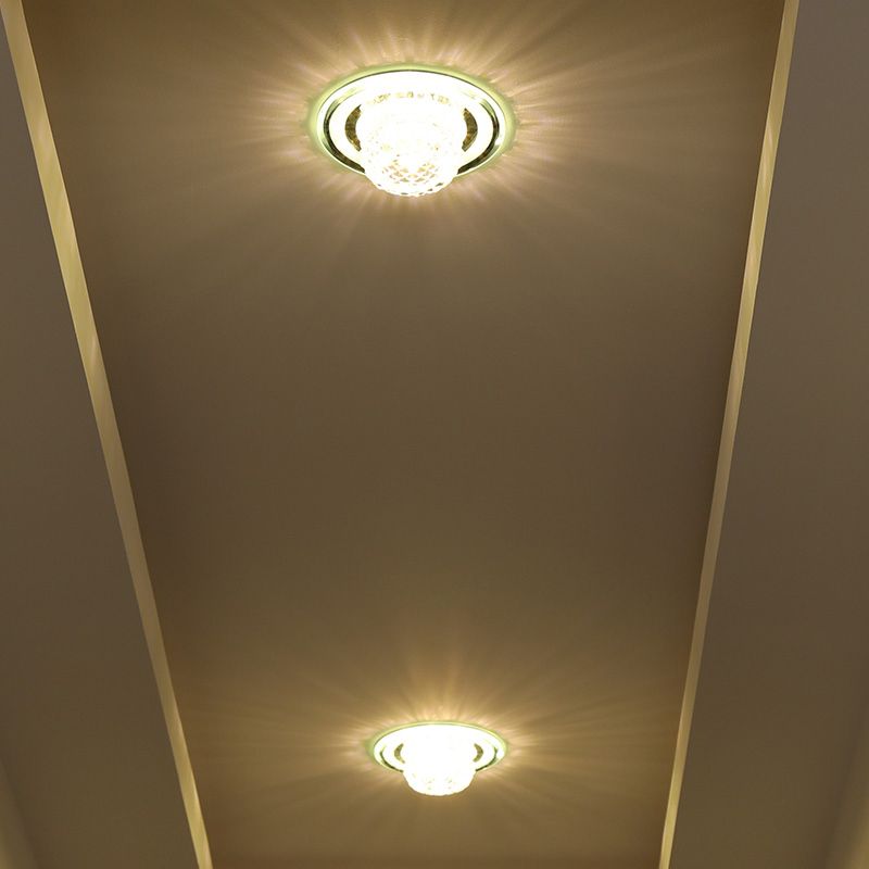Geometric Passage LED Flush Mount Light Crystal Block Simplicity Flush Mount Ceiling Light in Clear
