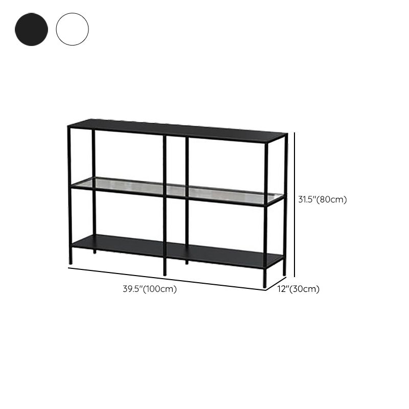 Modern Open Back Bookshelf Horizontal Metal Bookcase with Shelves