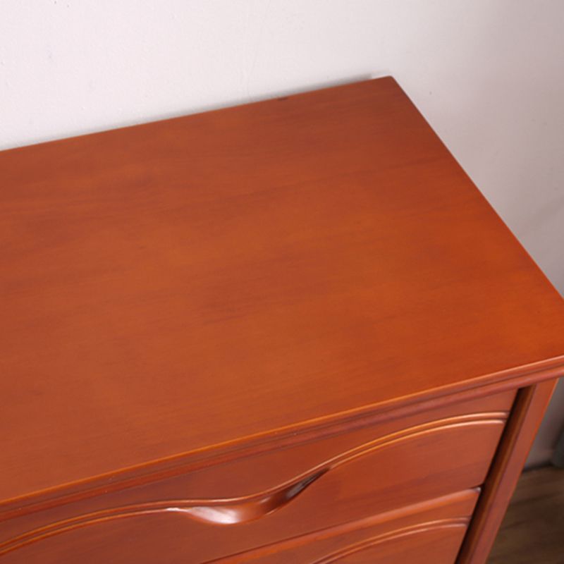 Mid-Century Modern Brown Accent Chest with Drawers Chest in Rubberwood