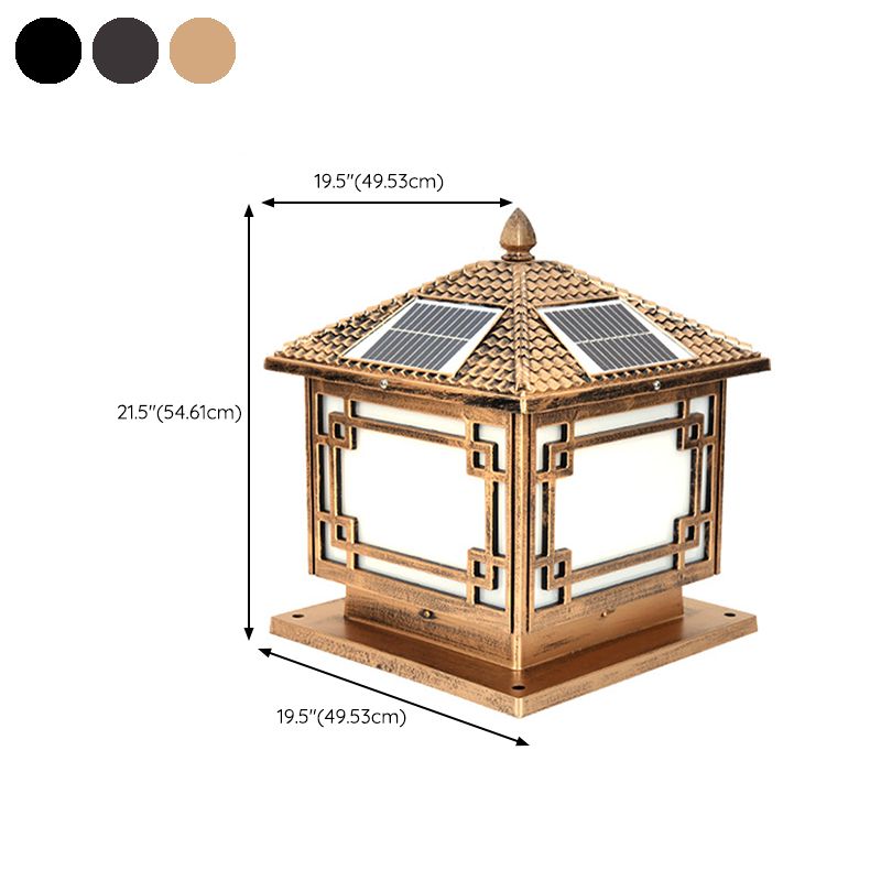 Contemporary Pillar Lighting Fixture Creative LED Solar Lamp for Backyard