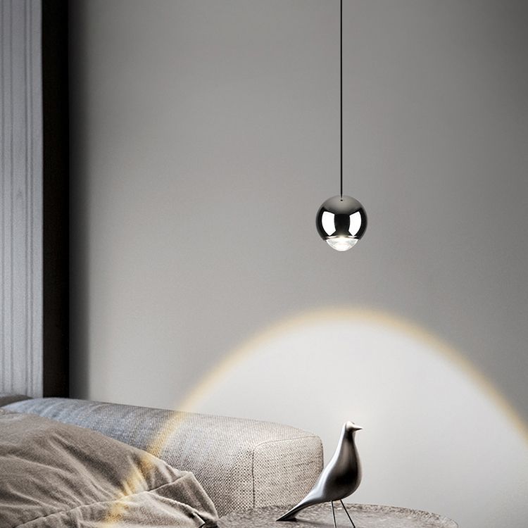 Modern Style Spherical Shape Hanging Light Metal 1 Light Pendant Lamp for Bedroom