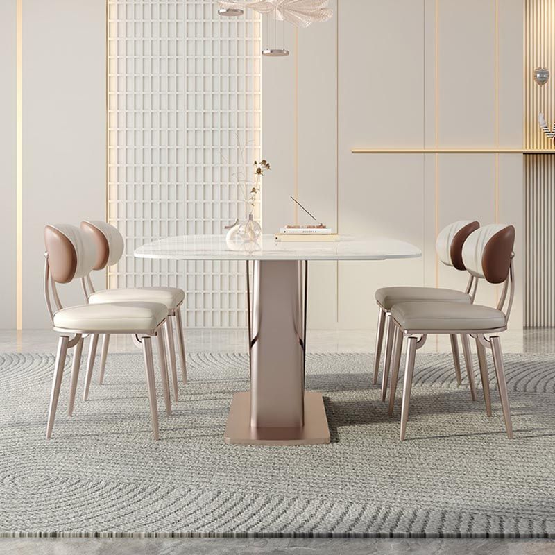 Nordic Sintered Stone Top Dining Set Rectangular 1/4/5/7/9 Pieces Dining Area Table Set