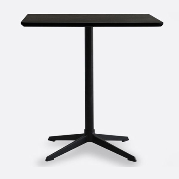 Metal Industrial Square Dining Table Solid Wood Top Table with Pedestal
