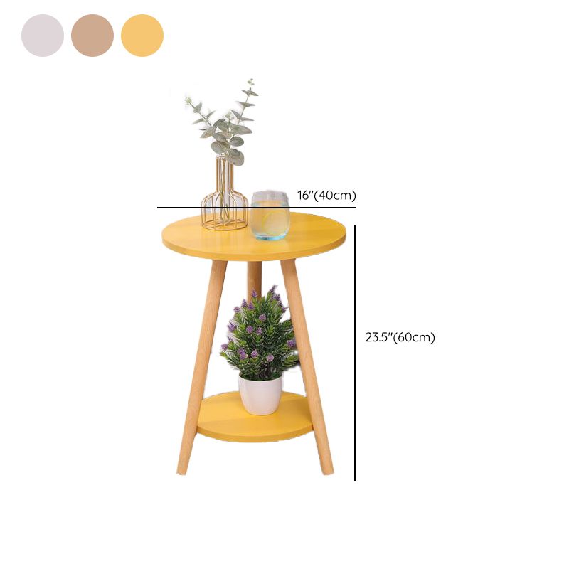 Modern 3 Leg Corner Table Round Solid Wood Side End Table for Living Room