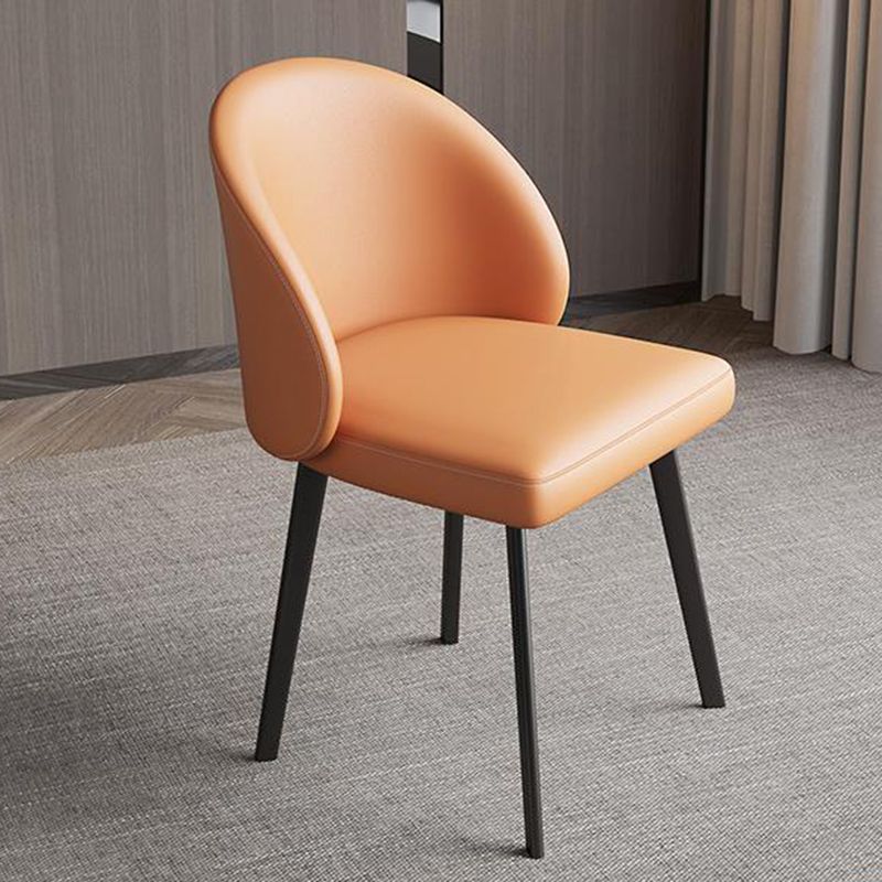 Modern Armless Dining Chairs Black Solid Wood and Metal Frame Side Chair