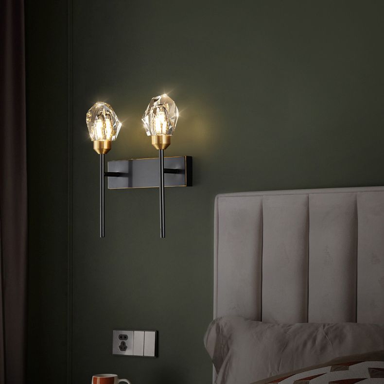 Schwarzsteinförmige Leuchtenleuchte Einfachheitstil Kristallwandhalterung Leuchte Leuchte