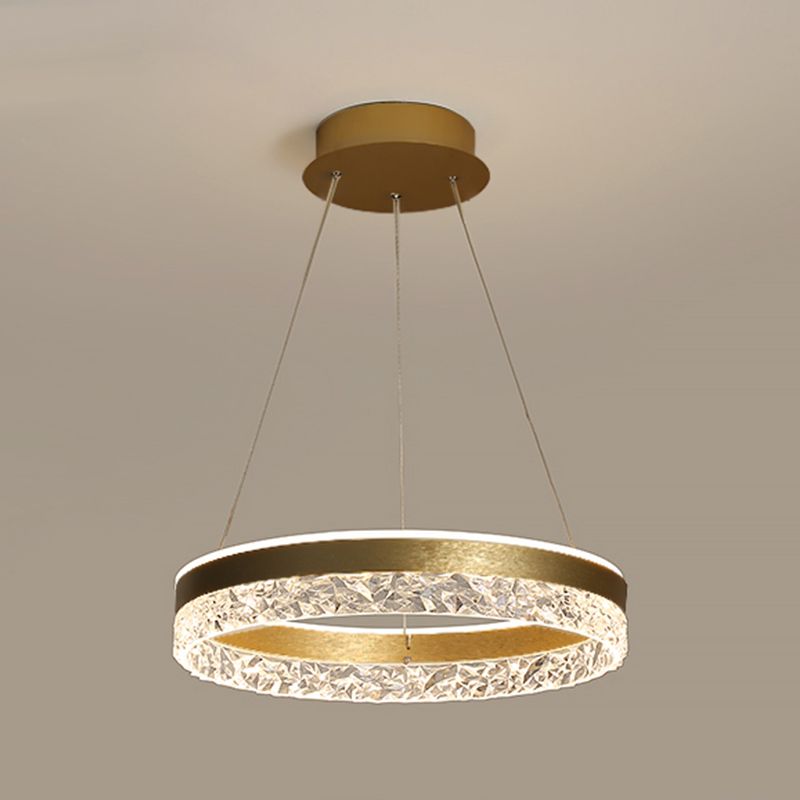 Modern Metal Chandelier Light Fixtures Round 1-Light Suspension Pendant Lamps with Acrylic Shade