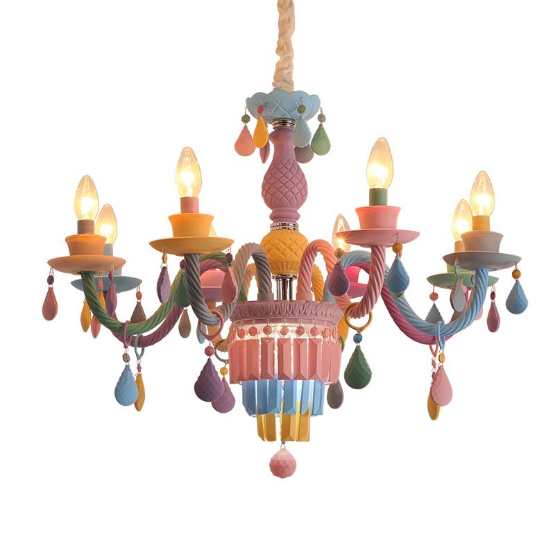 Multi Head Macron Candle Chandelier Glass Chandelier Lighting Fixtures for Bedroom