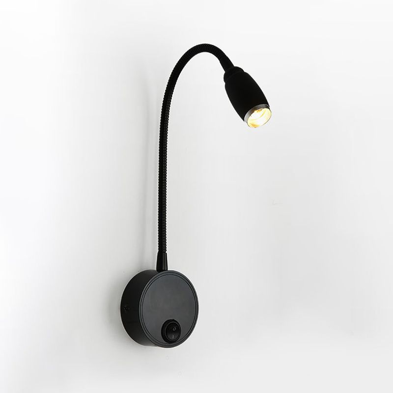 Modern Style Round Wall Lighting Fixtures Metal 1 Light Wall Mounted Reading Lights