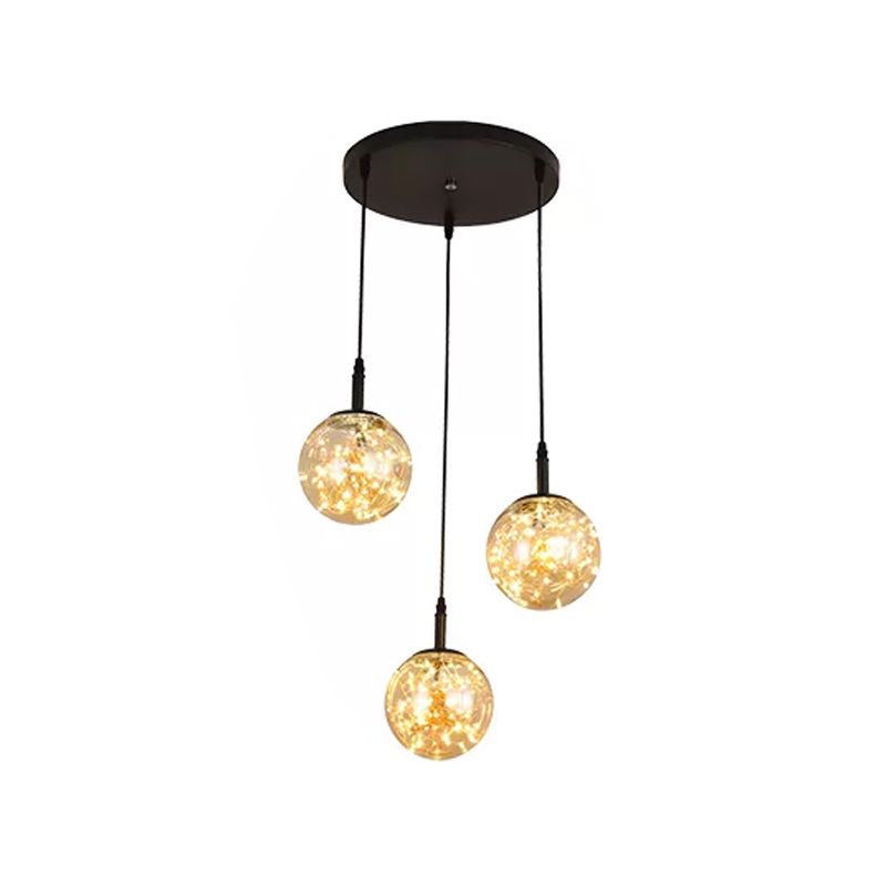 Spherical Cluster Pendant Light Simplicity Glass Bedroom Starry Hanging Lamp Kit