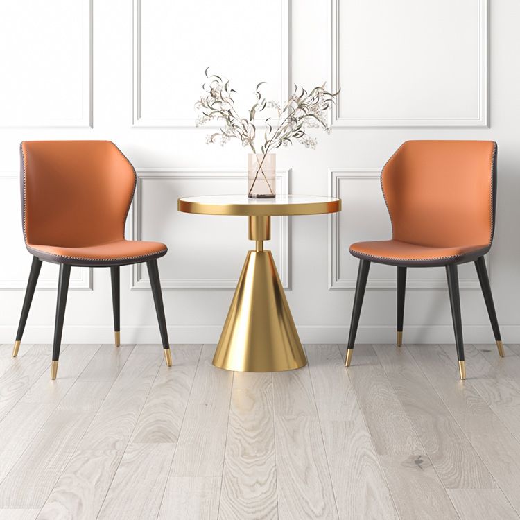 Industrial Style Wingback Armless Dining Chair Faux Leather Dining Chairs