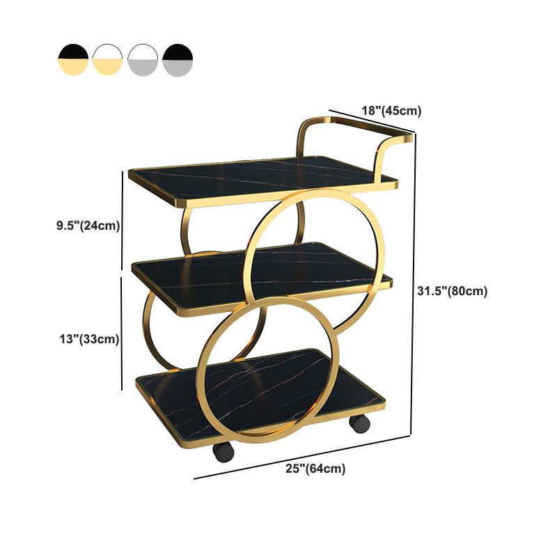 Contemporary 31.5"H Rolling Prep Table Rectangular Metal Prep Table for Dining Room
