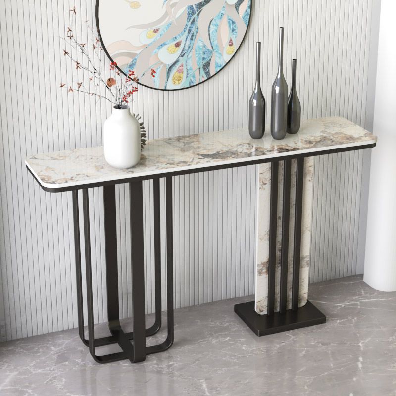 Modern Stone Console Table 31.5" Tall Stain Resistant Accent Table
