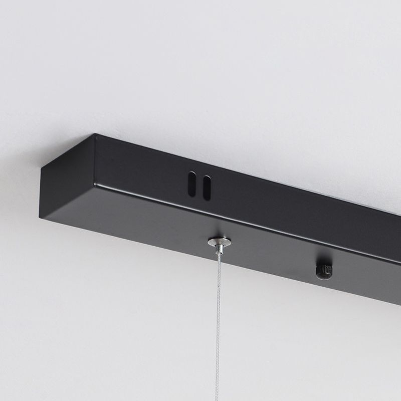 Strip-Shaped Island Pendant Metal Minimalist Linear LED Suspension Lamp for Dining Room