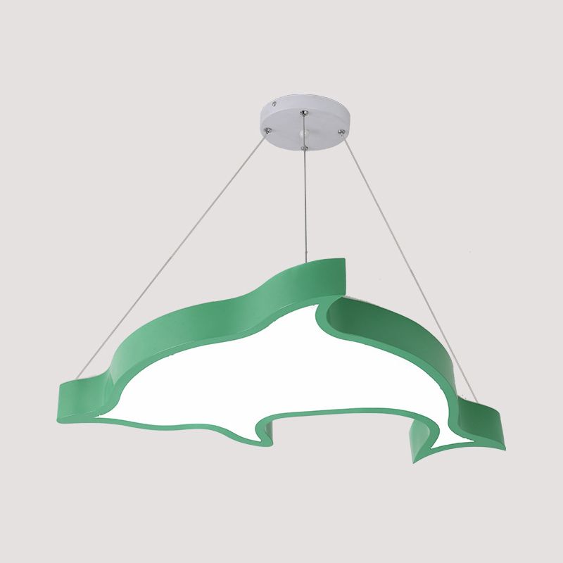 Dolphin Shaped Corridor Hanging Light Fixture Acrylic LED Cartoon Chandelier Lighting