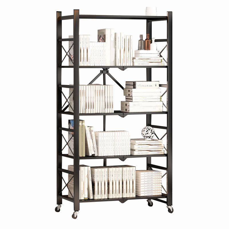 Modern Carbon Steel Bookcase with Folding Geometric Bookshelf for Any Room