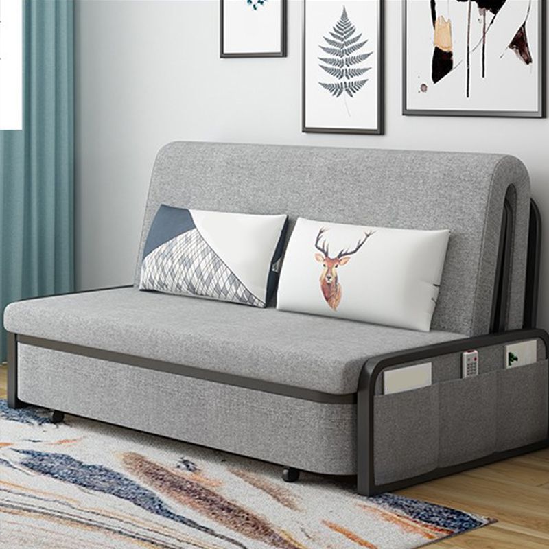 Linen Contemporary Armless Sofa Bed Foldable Convertible Sofa for Apartment, Washable