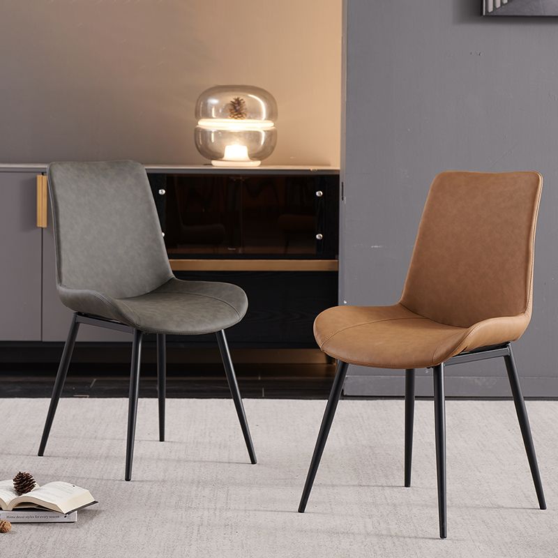Restaurante contemporáneo Silla lateral con respaldo sólido Silla de comedor de cuero