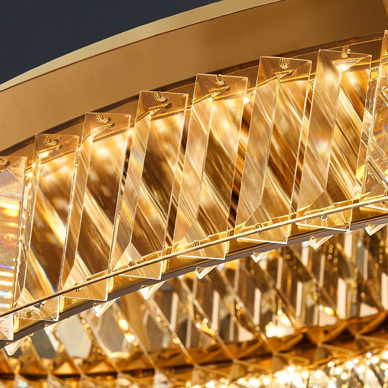 1-Light Drum Flush Ceiling Lights Modern Crystal Flush Mount