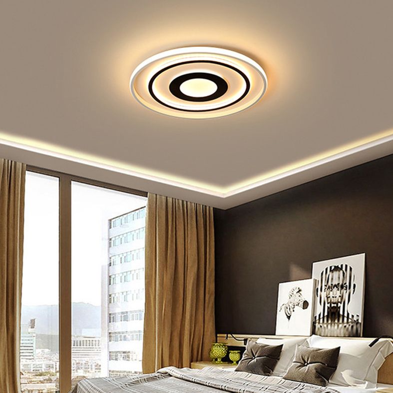Plafonnier LED en métal de Style nordique, lampe encastrée en noir et blanc pour chambre à coucher
