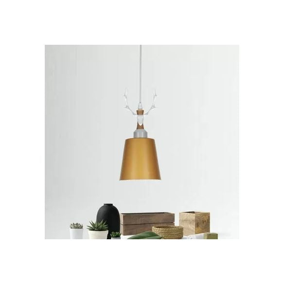 Makkaronstil -Eimer -Hang -Licht mit Geweih 1 Light Metall -Anhänger Licht für Balkon Foyer