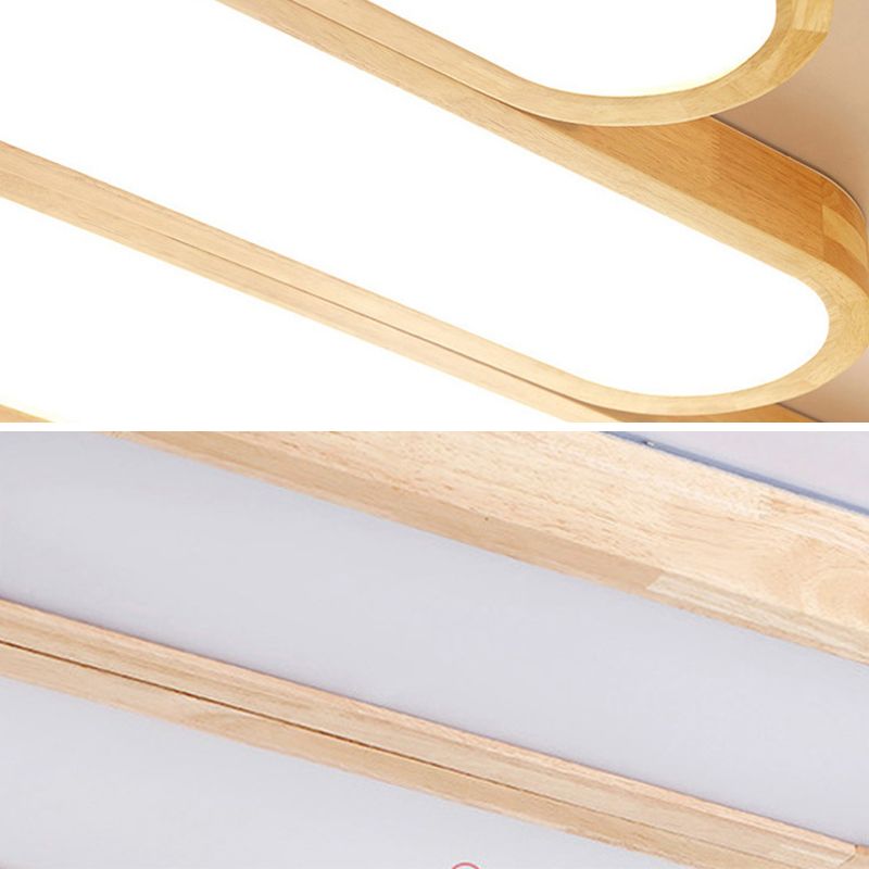 Modern Linear Flush Mount Ceiling Light Fixture Wood Flush Chandelier