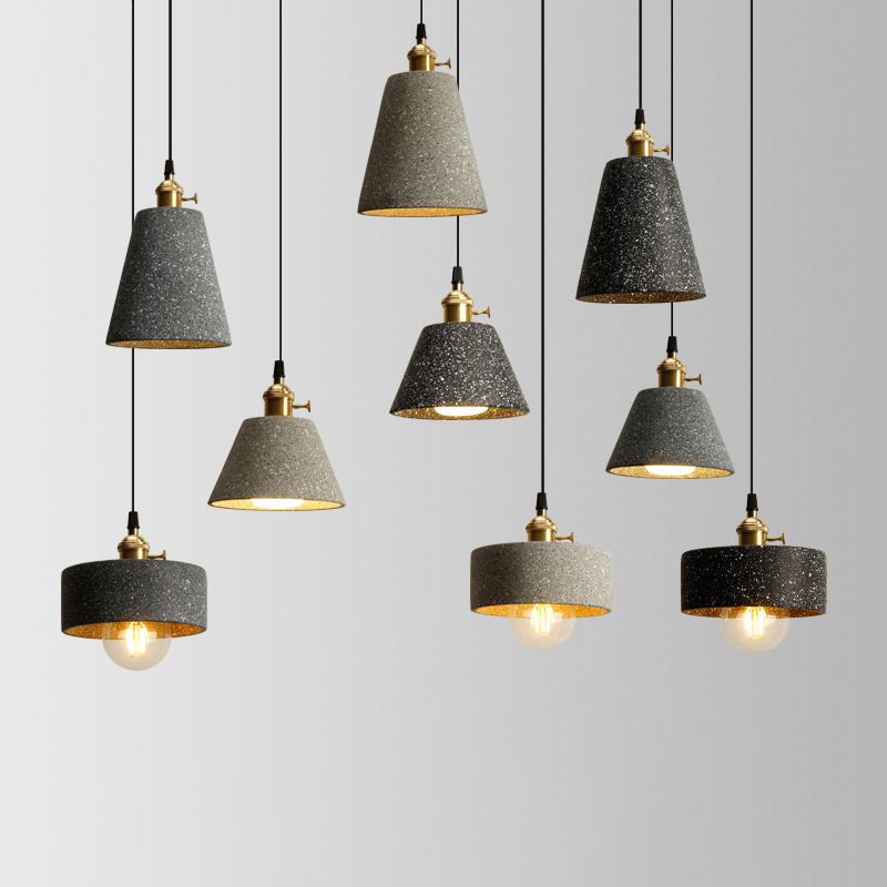 Contemporary Cement Pendant Lighting One Head Pendant Lamp for Bar Study Room