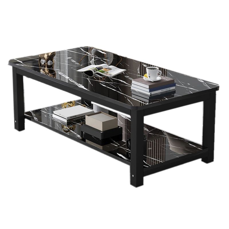 Round Wooden Coffee or End Table Iron Pedestal Base with Storage