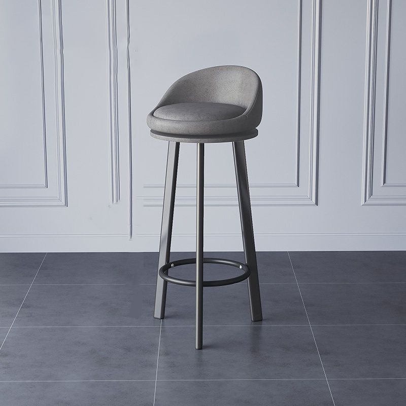 Glam Metal Barstool Fabric Counter Stool in Matte Finish for Home