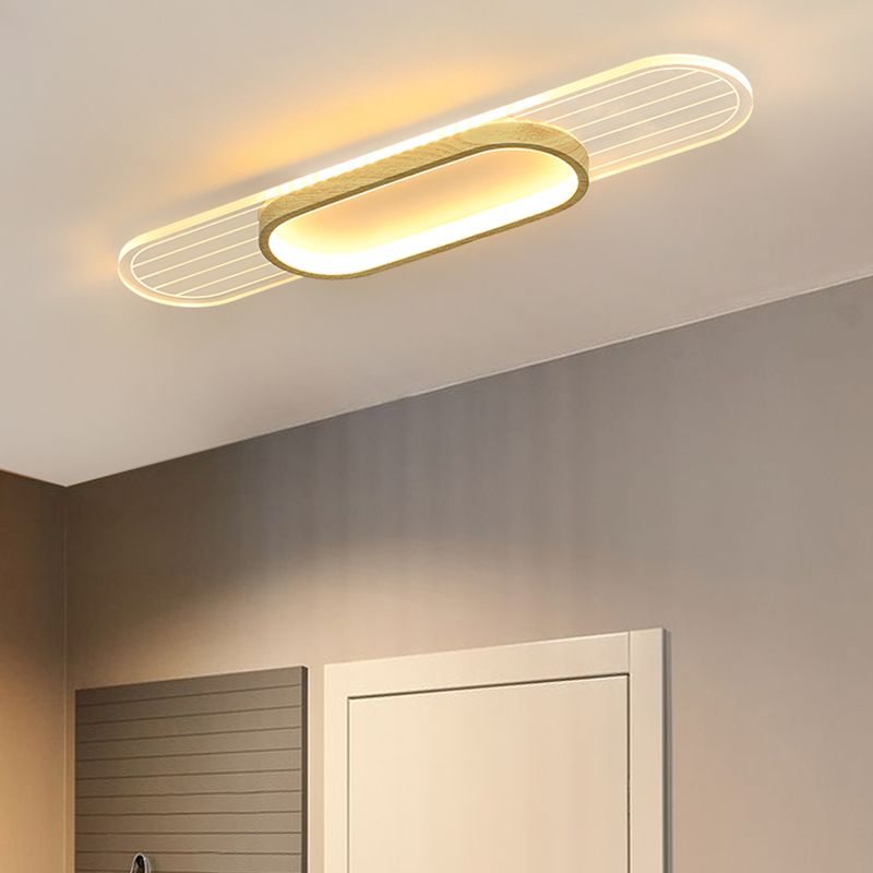 Modern Metal Flush Mount Oval Shape Ceiling Light with Acrylic Shade for Passage