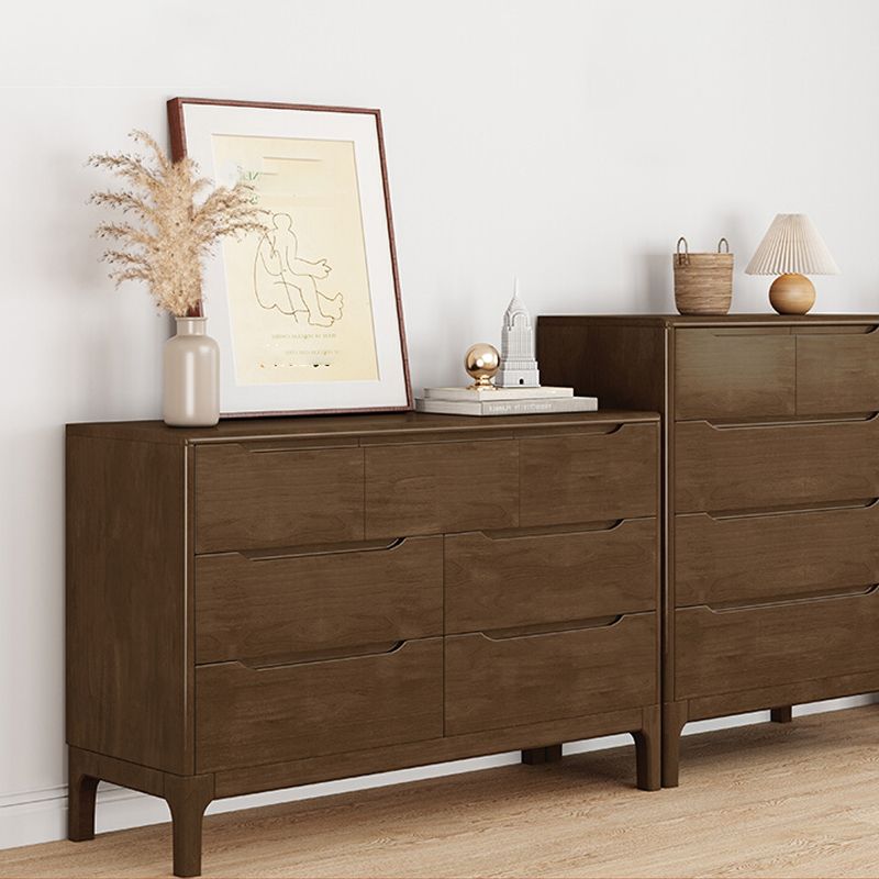 Espresso Solid Wood Accent Chest Mid-Century Modern Storage Cabinet with Drawers