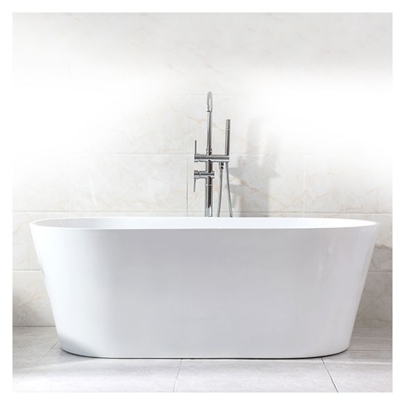 Contemporary Freestanding Acrylic-Fiberglass Bathtub White Oval Soaking Bath Tub