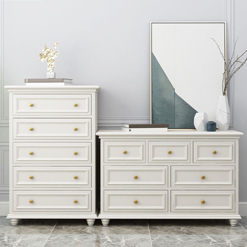 Glam Solid Wood Storage Chest Bedroom White Chest with Drawers
