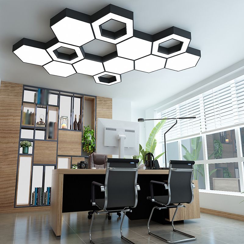 Honingraat acryl plafondlamp modern 18 "/23,5"/47 "W LED zwart inbouwlicht voor kantoor