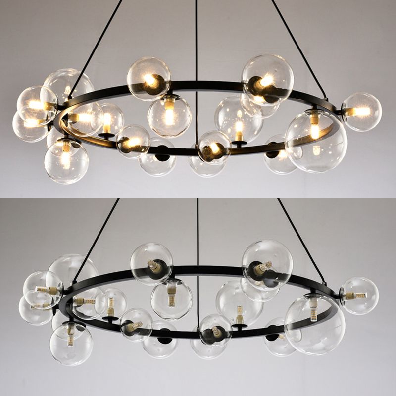 Ultra-modern Globe-Shaped Hanging Chandelier Glass Suspension Lighting with Hanging Cord for Living Room