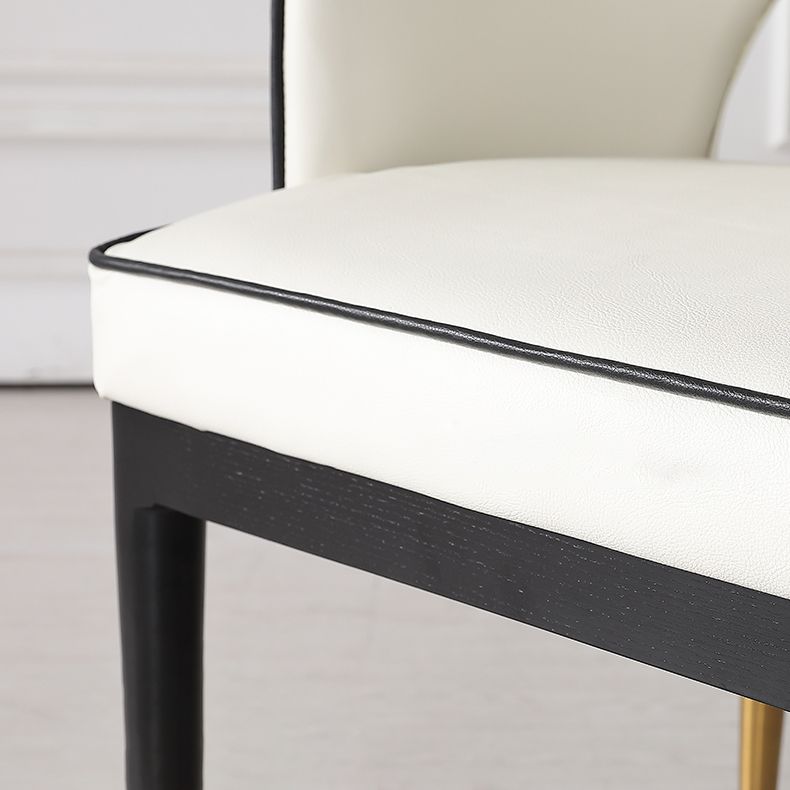 Glam Style Arm Chair Wood Open Back Dining Side Chair for Kitchen with Upholstered