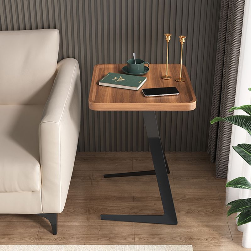 Metal and Wood Side Table Contemporary End Table for Living Room