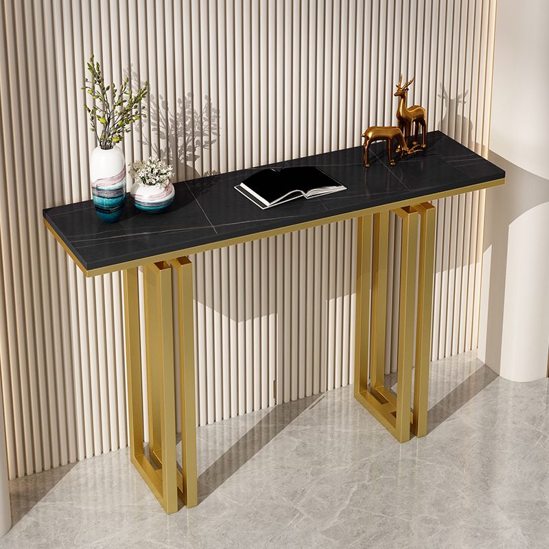 Modern Rectangle Top Accent Table with Iron Base for Hall Console Table