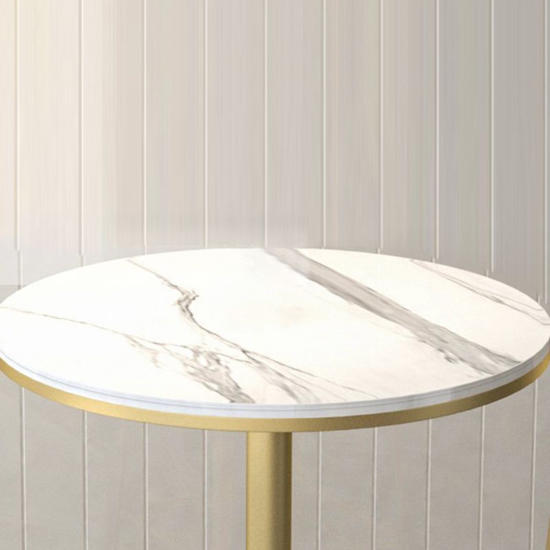 Modern Stone Round Top Bar Table Metal Base Pub Table for Restaurant